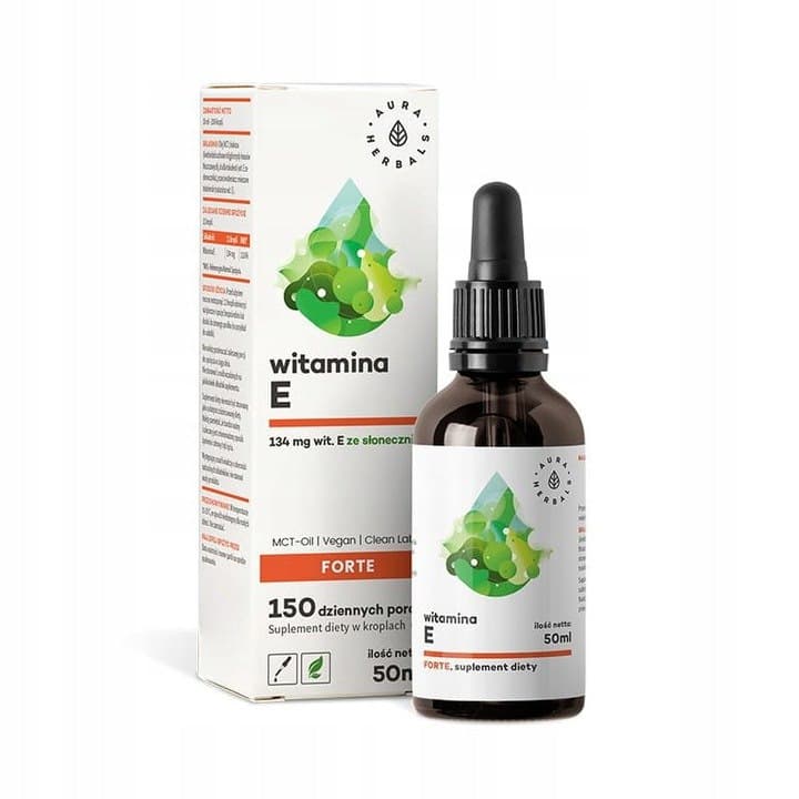 Aura Herbals - Vitamin E Forte 200IU gotas de aceite MCT 50ml – Aura Herbals empaque