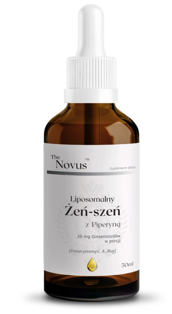 The Novus Liposomalny Żeń-szeń z Piperyną krople 50 ml – The Novus förpackning