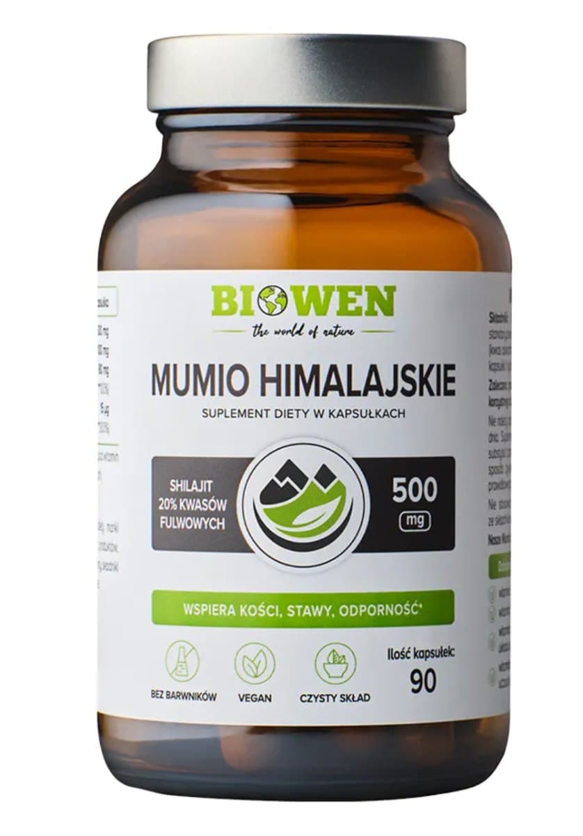 Biowen Mumio himalajskie Shilajit 586 mg 90 kapslar – Biowen opakowanie