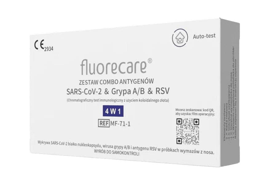 FLUORECARE Test SARS-CoV-2 & Grypa AB & RSV Antygen COMBO | PharmaDot – fluorecare förpackning