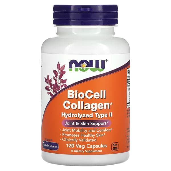 NOW Foods - Biocell Collagen Hydrolyzed Type II - 120 Vcaps – NOW Foods packaging