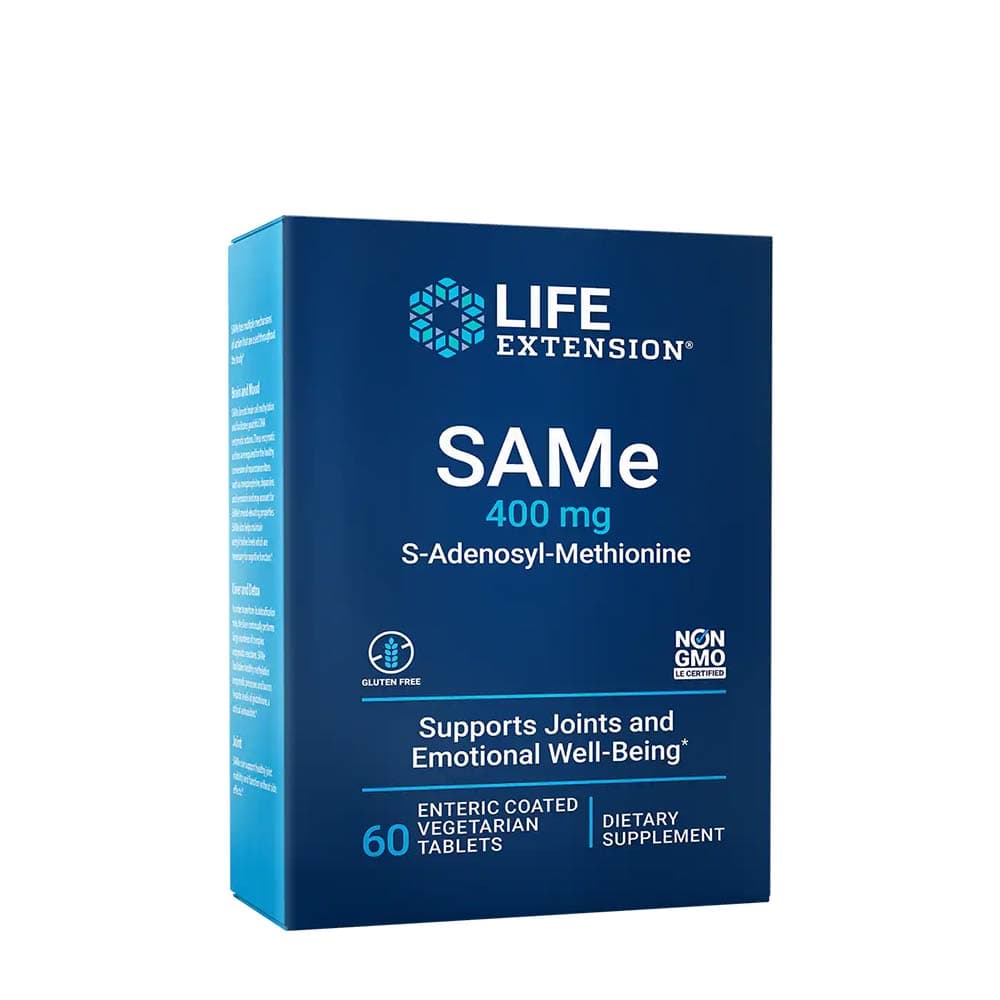 Life Extension - SAMe S-Adenosyl-Methionine, 400mg - 60 enterobelagda tabletter – Life Extension förpackning