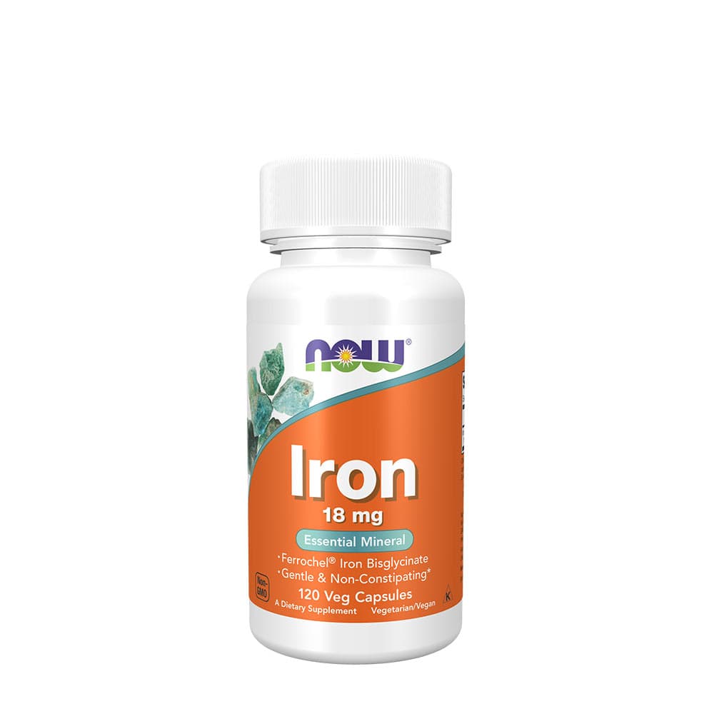 NOW Foods - Iron, 18mg - 120 Vcaps – NOW Foods packaging