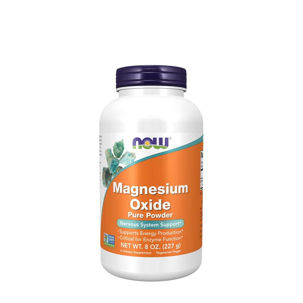 NOW Foods Magnesium Oxide 290 mg Pulver 227 g – NOW Foods förpackning