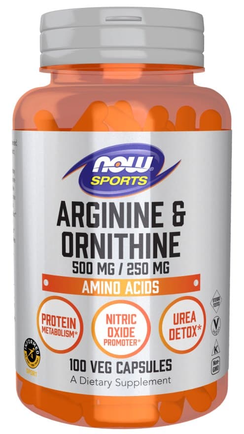 NOW Foods - Arginina i Ornityna 500 mg kapsułki – NOW Foods opakowanie