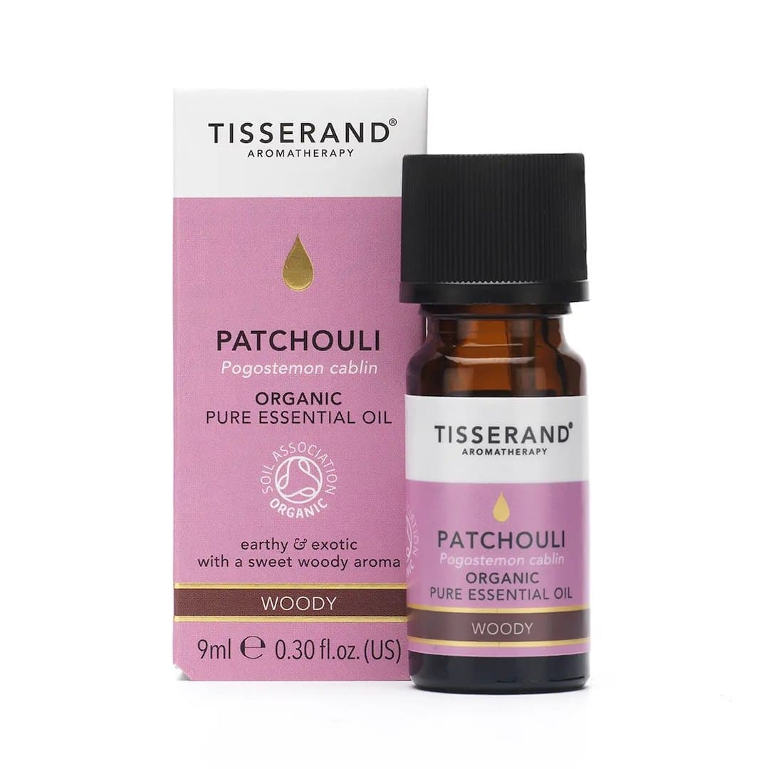 Tisserand Aromatherapy Patchouli eterisk olja 9ml – Tisserand Aromatherapy förpackning