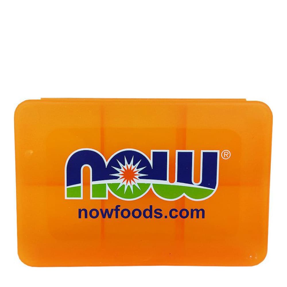NOW FOODS Pillbox (orange) - Praktisk tablettbox för daglig hälsokost – NOW Foods förpackning