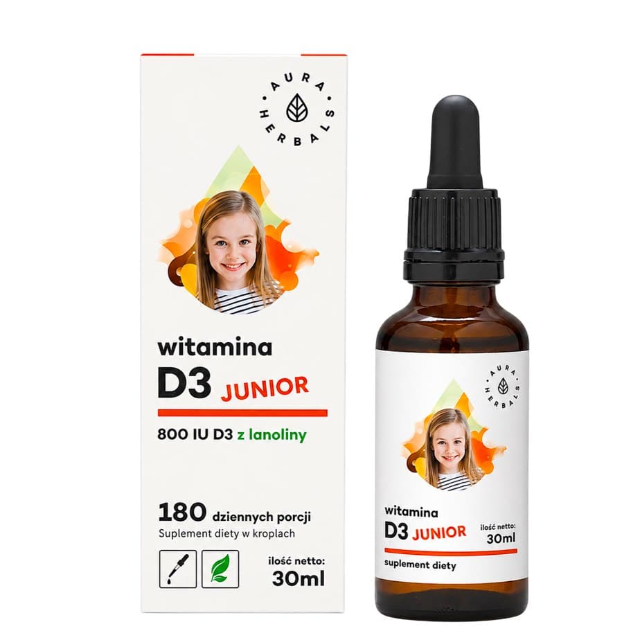 Aura Herbals - Vitamin D3 Junior 400 IE kapslar – Aura Herbals förpackning