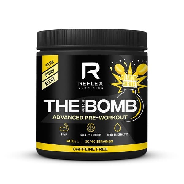 Reflex Nutrition - The Muscle Bomb Caffeine Free - Lemon Sherbet, 30 portioner – Reflex Nutrition förpackning