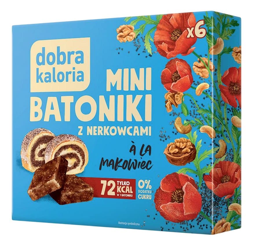 Kubara - Mini Bars Poppy Seed With Cashews 108g – Dobra Kaloria förpackning