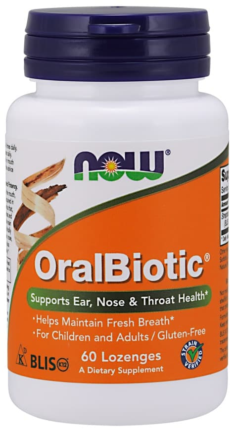 NOW Foods - OralBiotic - 60 sugtabletter – NOW Foods förpackning