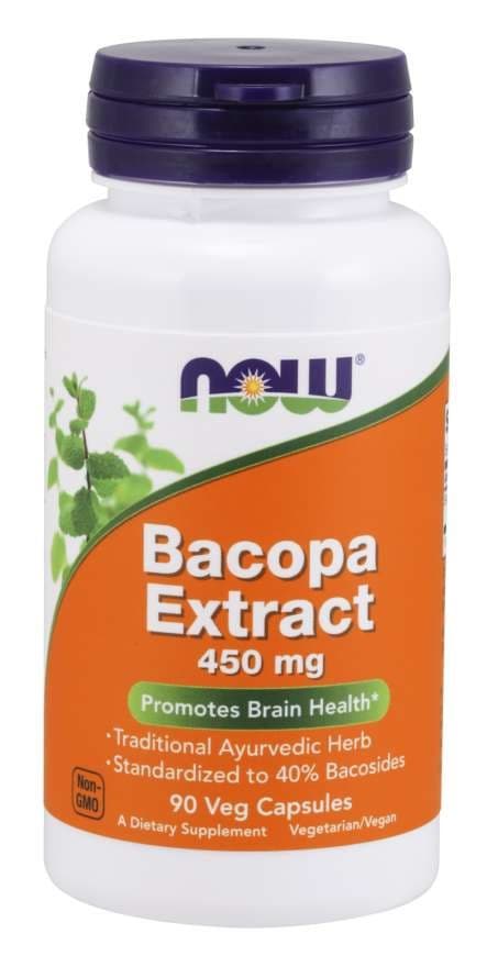 NOW Foods Bacopa Extract 450 mg kapslar – NOW Foods förpackning