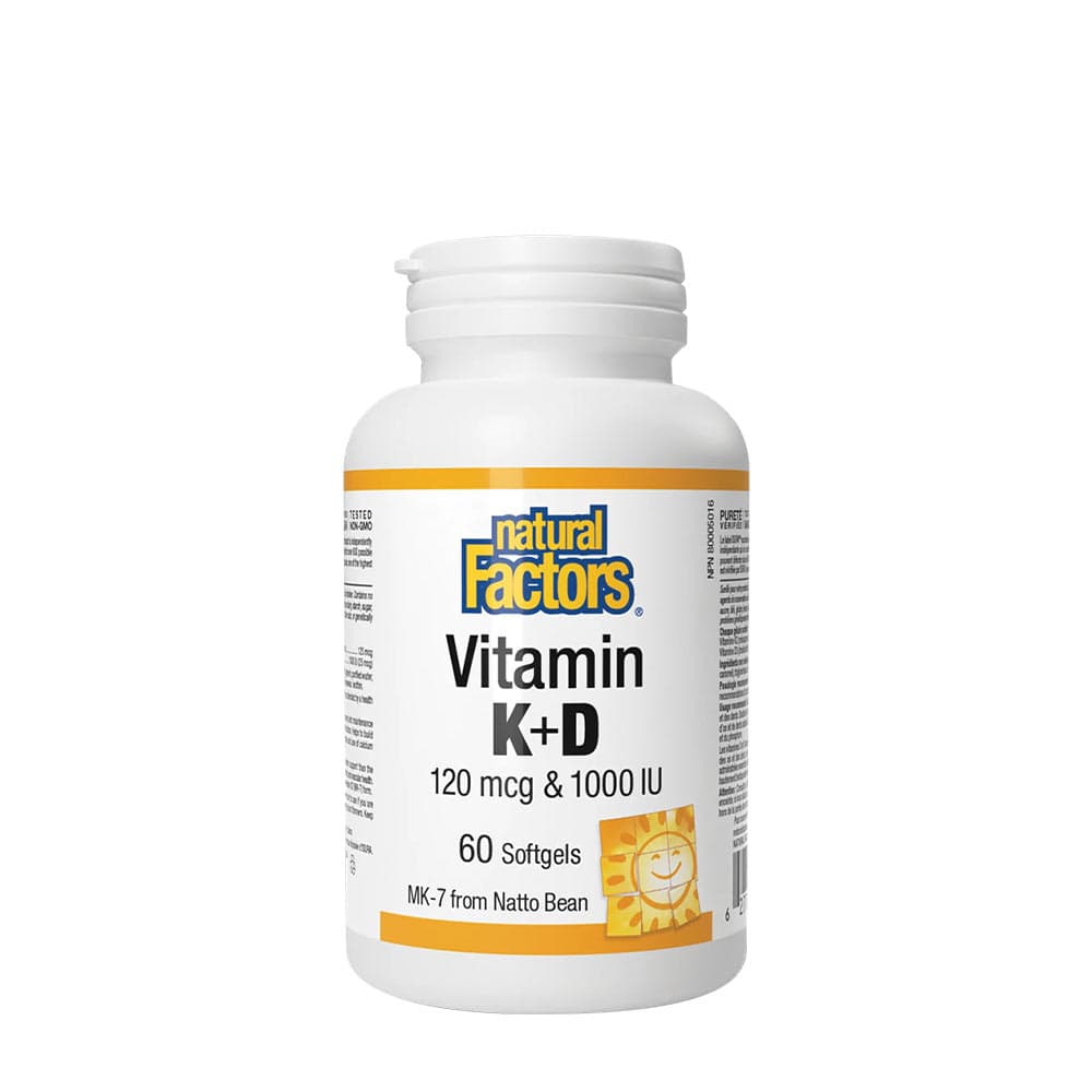 Natural Factors Vitamin K+D 60 Sgels – Natural Factors empaque