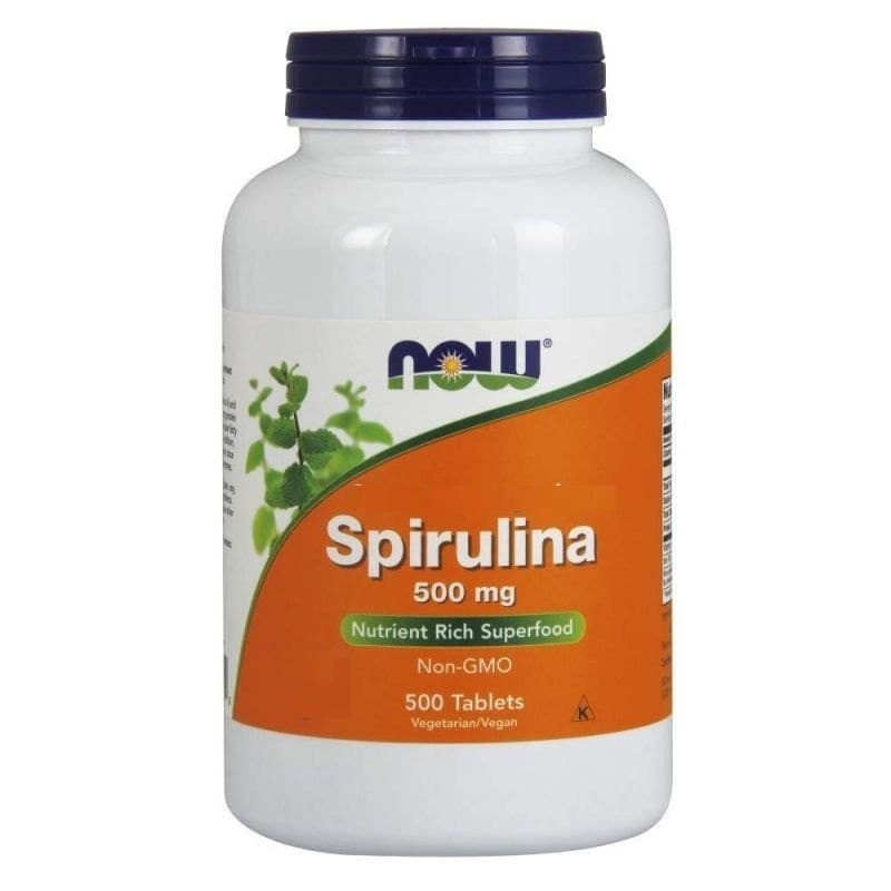 Spirulina, 500mg - 500 Tabs | NOW Foods – NOW Foods förpackning