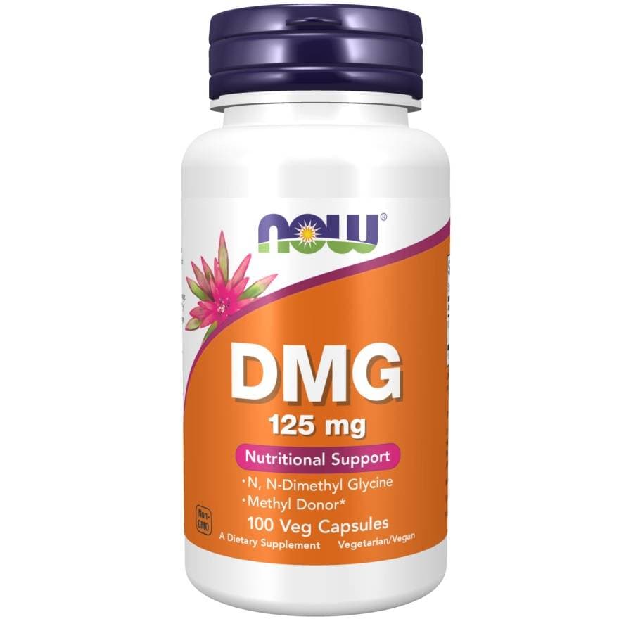 NOW Foods DMG 125 mg - 100 vegetariska kapslar – NOW Foods förpackning