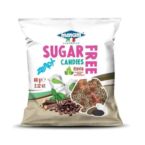 MANGINI Kaffe-smakande godis med stevia utan socker 60 g | EKO WITAL
