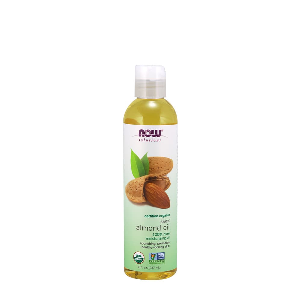 Now Foods - Organic Sweet Almond Oil 237 ml – NOW Foods förpackning
