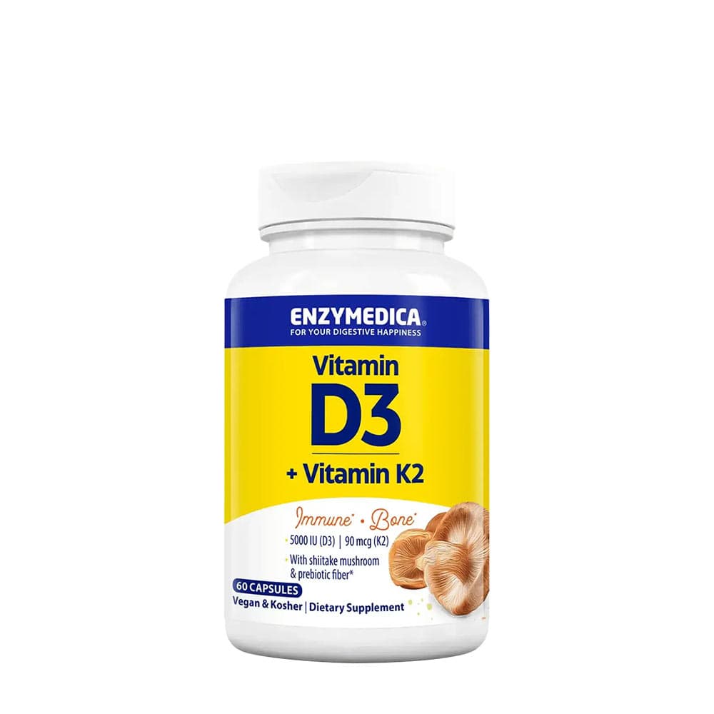 Enzymedica Vitamin D3 + Vitamin K2 - 60 kapslar – Enzymedica förpackning