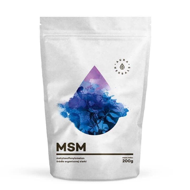 Aura Herbals - MSM - 200g – Aura Herbals förpackning