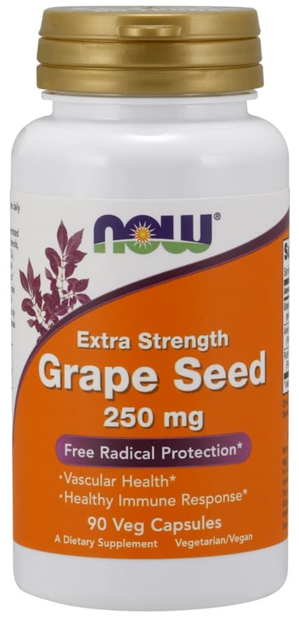 NOW Foods - Grape Seed Extract - 250mg - 90 Vcaps – NOW Foods förpackning