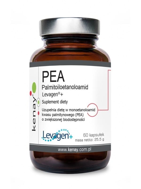 Kenay - Palmitoylethanolamide Levagen+ 350mg, 60 vegetabiliska kapslar – Kenay förpackning
