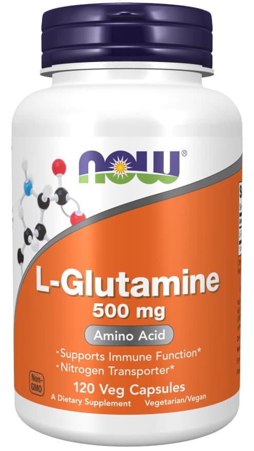 NOW Foods - L-Glutamine, 500mg - 120 Vcaps – NOW Foods förpackning