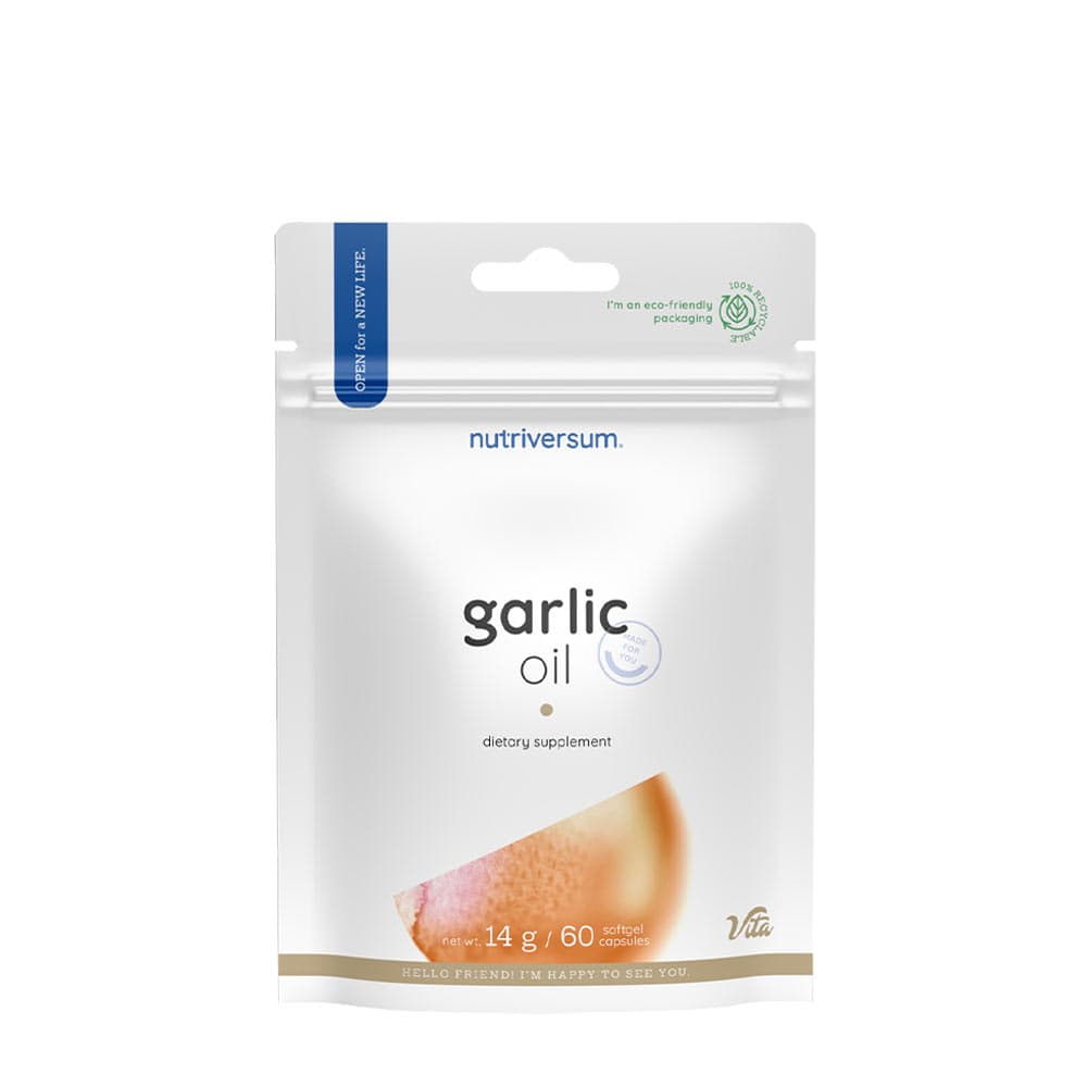 Nutriversum Garlic Oil – 14g / 60 mjuka kapslar – Nutriversum förpackning