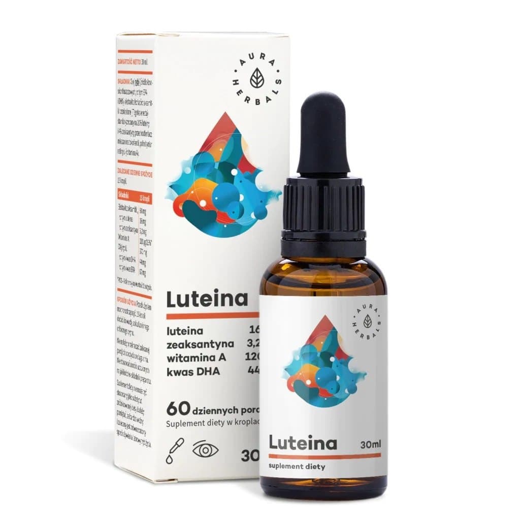 Aura Herbals Lutein + Vitamin A + DHA + Zeaxantin 30ml – Aura Herbals förpackning