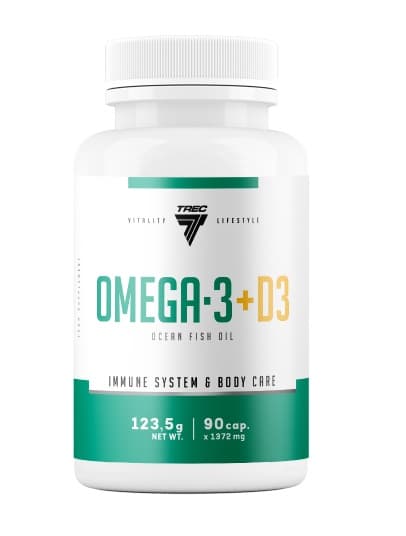 Trec Omega-3 + D3 90 kapslar – Trec förpackning