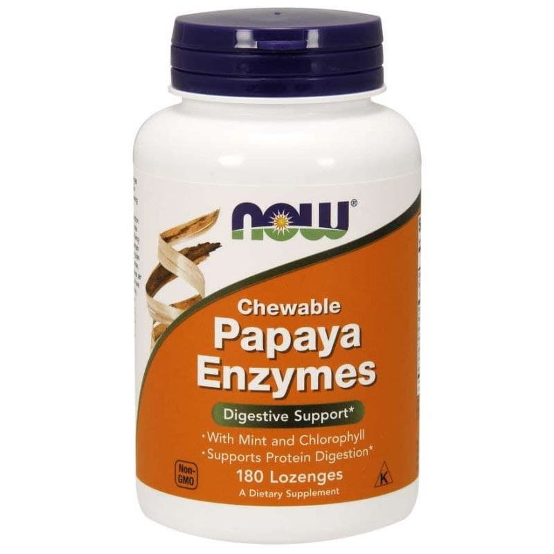 NOW Foods Papaya Enzyme Gummies 180 Lozenges – NOW Foods förpackning