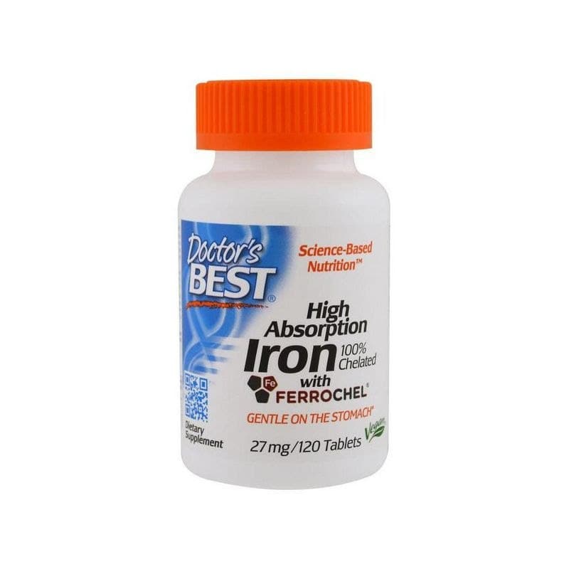 Doctor's Best High Absorption Iron 27 mg - 120 tabletter – Doctor's Best förpackning