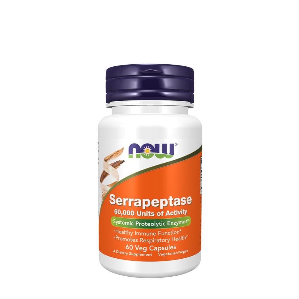 NOW Foods - Serrapeptase 60 Vcaps – NOW Foods förpackning