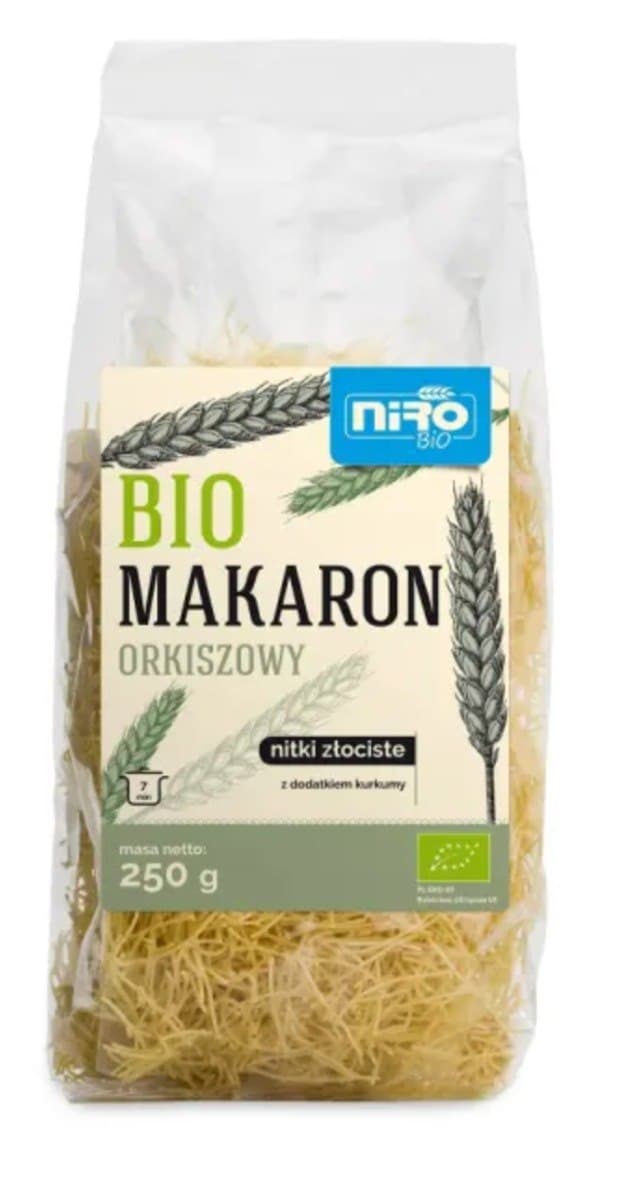 Niro Makaron Orkiszowy Z Kurkumą Nitki Złociste BIO 250 g | Bio Planet