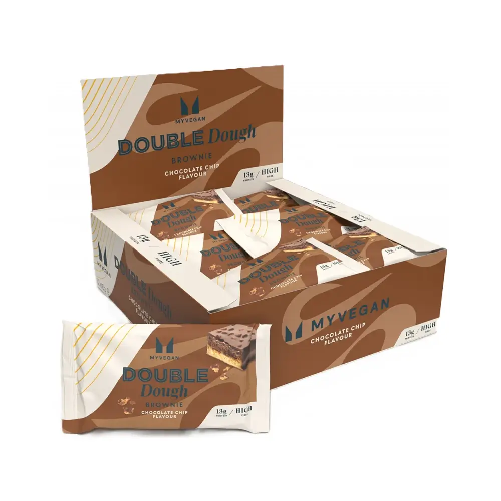 Myprotein (MYVEGAN line) - Vegan Double Dough Brownie (12x60g) - Chocolate Chip – Myprotein (MYVEGAN) förpackning