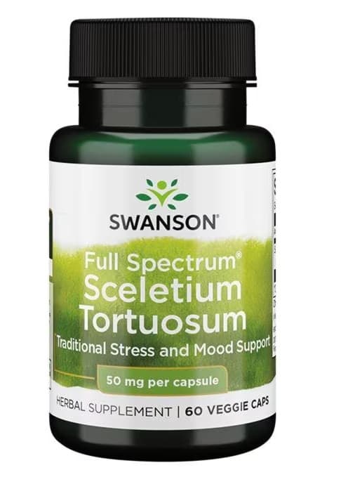 Swanson Full Spectrum Sceletium Tortuosum 50 mg – 60 vegetariska kapslar – Swanson förpackning