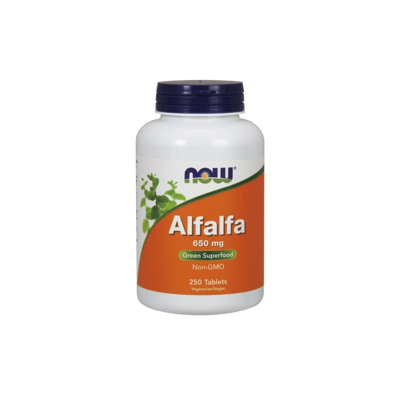 NOW Foods - Alfalfa - 650mg - 250 Tabletter – NOW Foods förpackning
