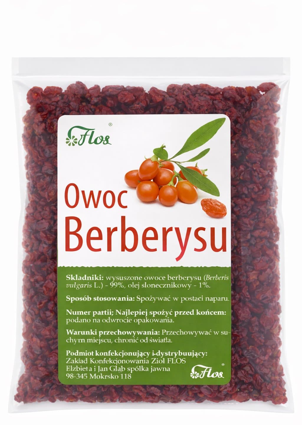 Flos - Torkade Berberisbär - 50g – Flos förpackning