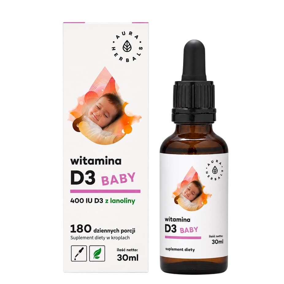 Aura Herbals - Vitamin D3 Baby - 30ml – Aura Herbals förpackning