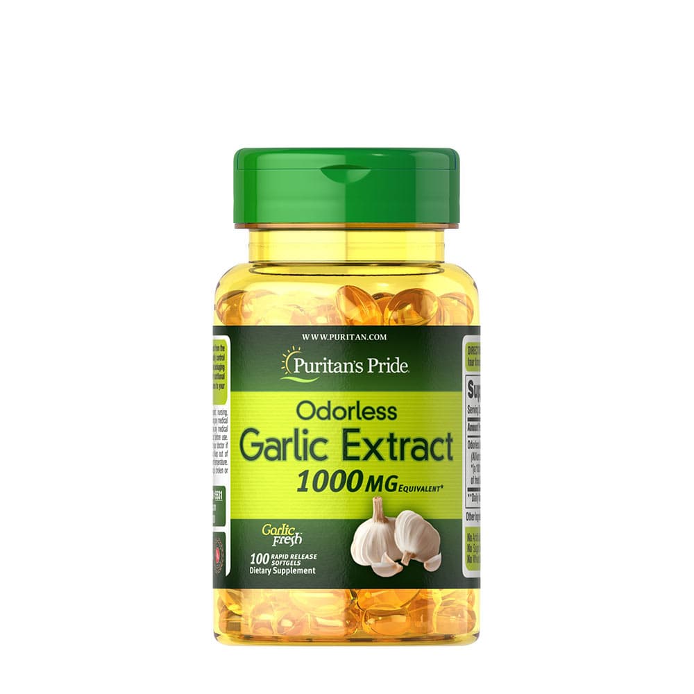 Puritan's Pride Odorless Garlic Extract 1000 mg - 100 kapslar – Puritan's Pride förpackning