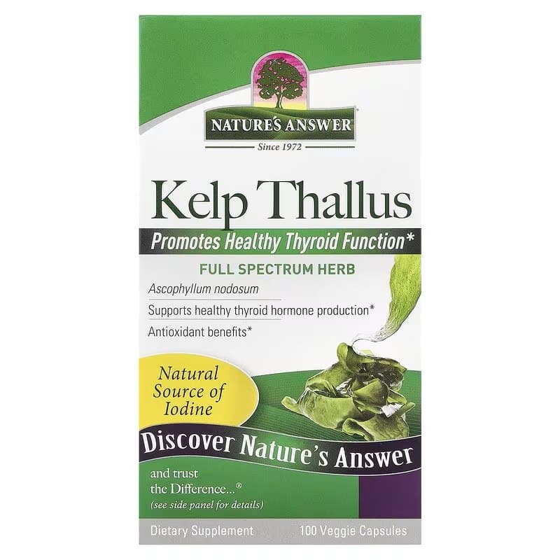 Nature's Answer Kelp Thallus 250 mg – 100 vegetabiliska kapslar – Nature's Answer förpackning