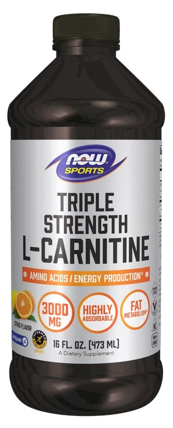 NOW Foods L-Carnitine Triple Strength Flytande 473ml – NOW Foods förpackning
