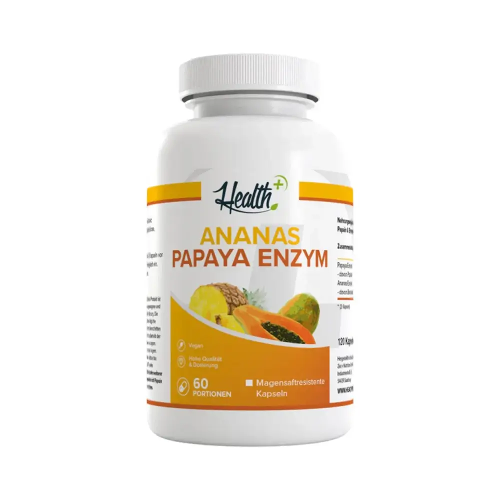 Health+ (Zec+) - Pineapple-Papaya Enzyme - Unflavoured - 120 Kapseln (60 Portioner) – Health+ (Zec+) förpackning