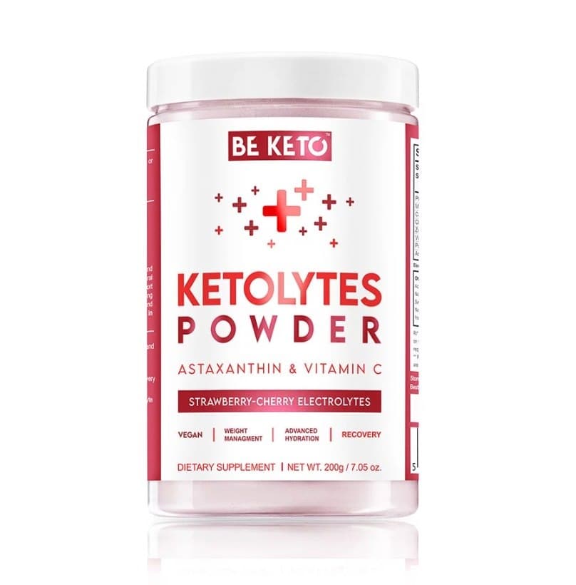 BeKeto Elektrolity Ketolytes i Pulver – Körsbär-Jordgubb 200g – BE KETO förpackning