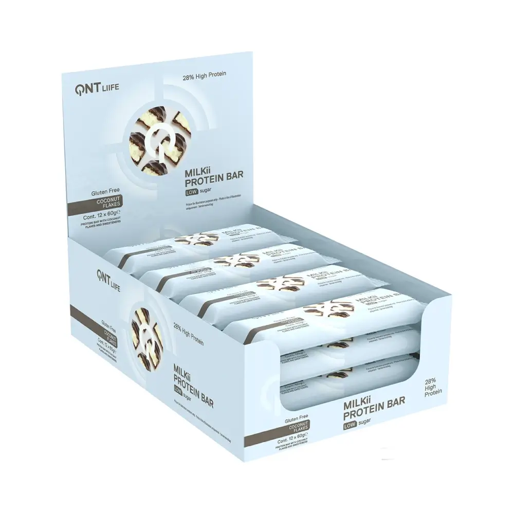 QNT MILKii Proteinbar (12x60g) – QNT förpackning