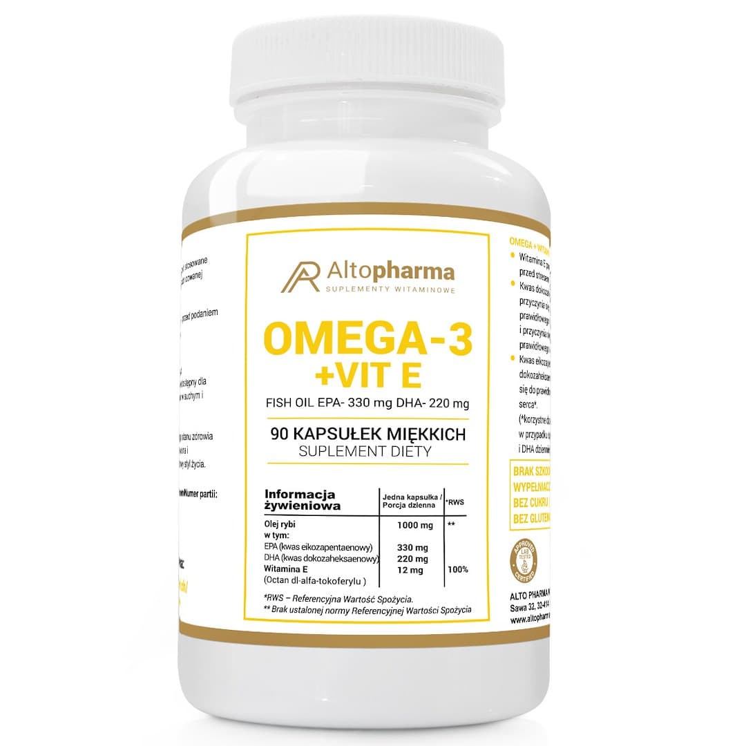 Altopharma Omega 3 EPA 330 mg DHA 220 mg + Vitamina E 90 cápsulas blandas