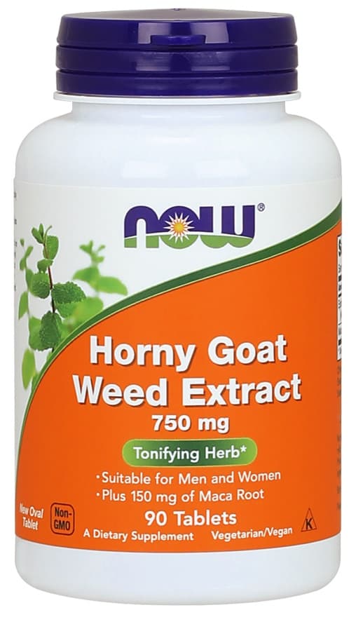 NOW Foods Horny Goat Weed Extract 750 mg comprimés – NOW Foods emballage