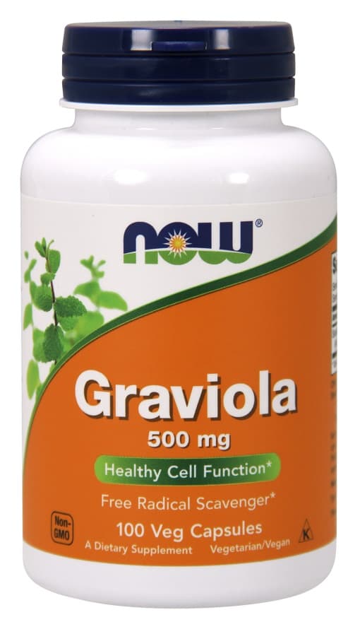 NOW Foods - Graviola - 500mg - 100 Vcaps – NOW Foods förpackning