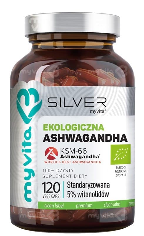 Myvita Silver - Organic Ashwagandha KSM-66 (Standardiserad 5% Witanolider) – MyVita förpackning