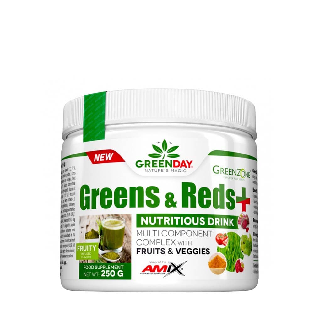 Amix Greens & Reds+ pulver 250g – Amix förpackning