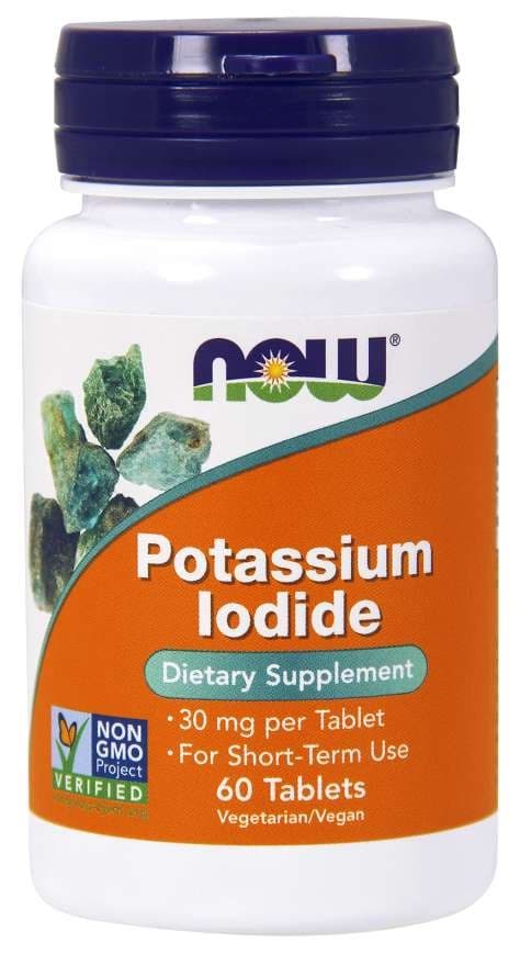 NOW Foods Kaliumjodid 90 mg - 60 tabletter – NOW Foods förpackning